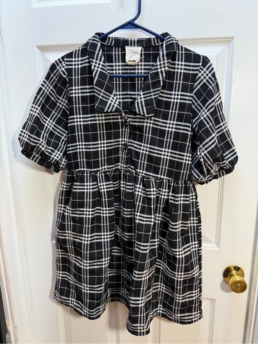 Harper Heritage Black and White Plaid Button-Front Dress